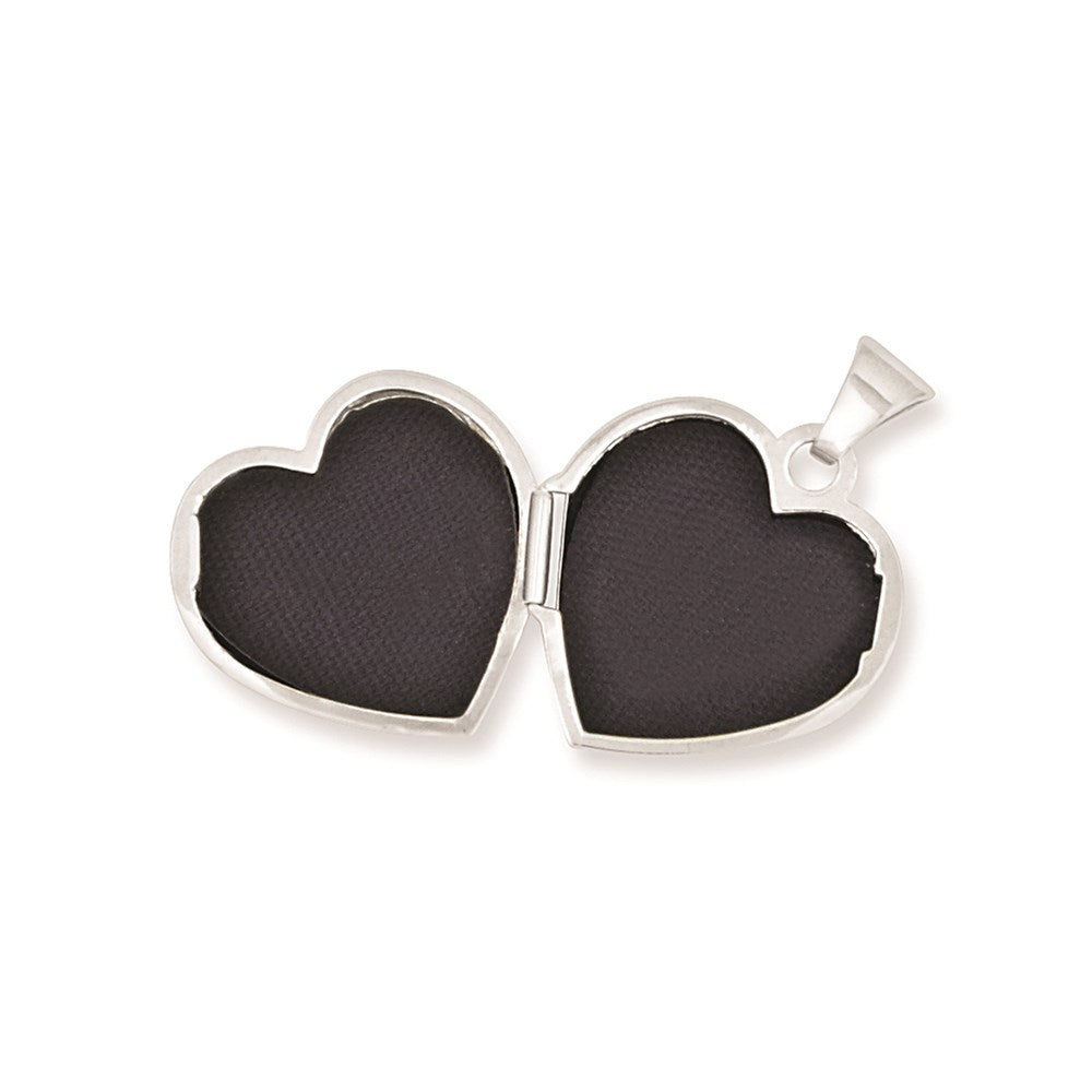 14k White Gold 15.5 mm Scroll Pattern Heart Locket (0.67 grams)