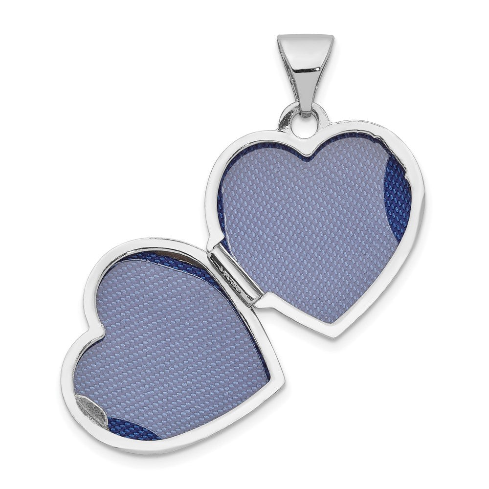 14k White Gold 15.5 mm Scroll Pattern Heart Locket (0.67 grams)