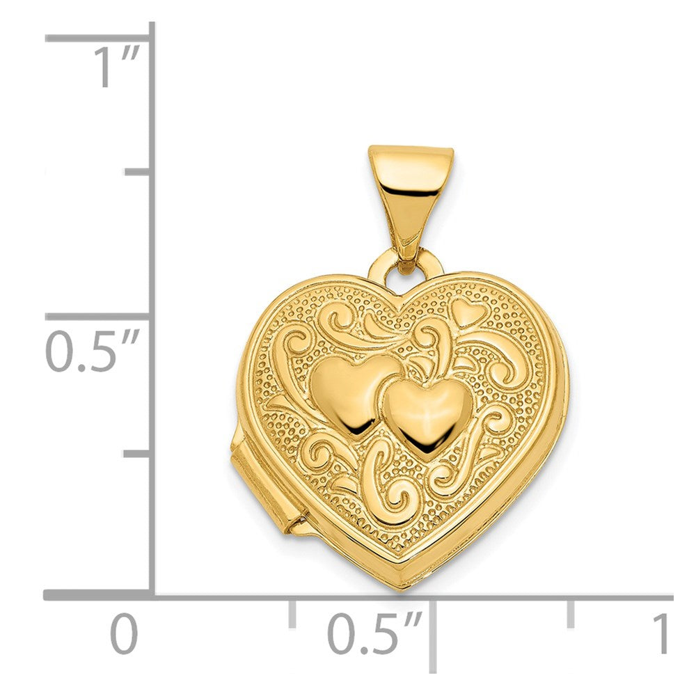 14k Yellow Gold 15.15 mm 14ky Double Heart Locket (0.66 grams)