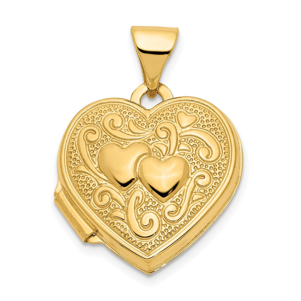 14k Yellow Gold 15.15 mm 14ky Double Heart Locket (0.66 grams)