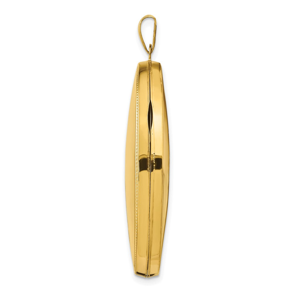 14k Yellow Gold 28 mm Oval Heavy Weight Half Scroll Locket (5.53 grams)