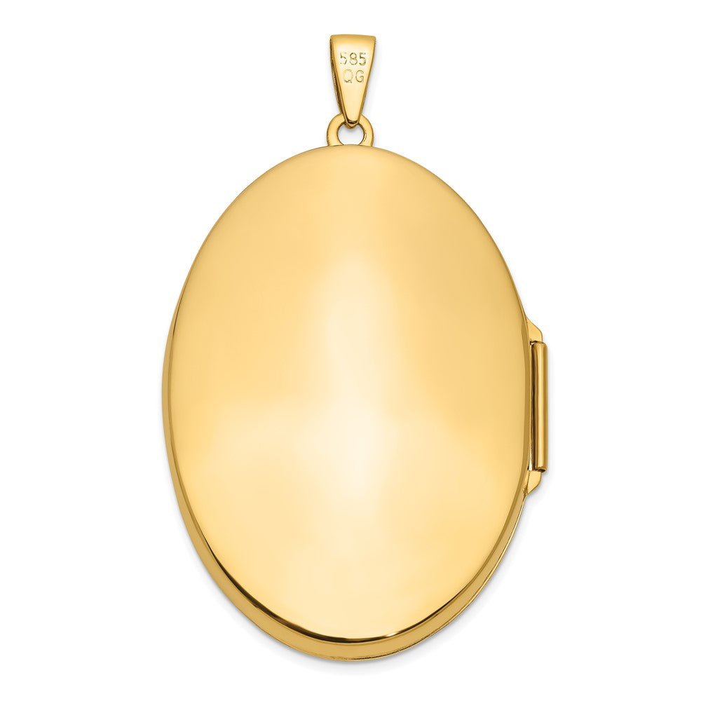 14k Yellow Gold 28 mm Oval Heavy Weight Half Scroll Locket (5.53 grams)