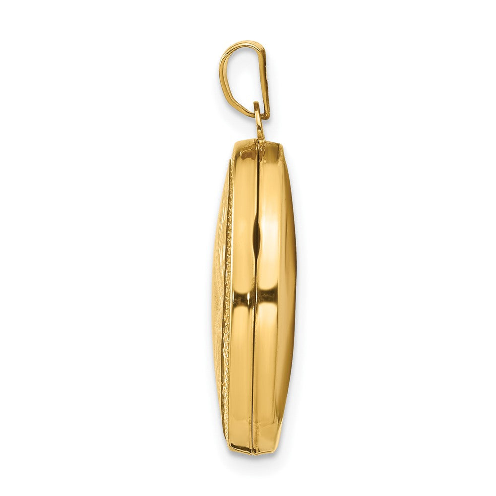 14k Yellow Gold 17 mm Diamond-shaped Design Oval Locket (1.35 grams)