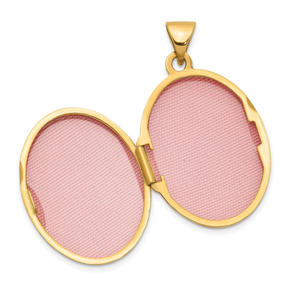 14k Yellow Gold 17 mm Diamond-shaped Design Oval Locket (1.35 grams)