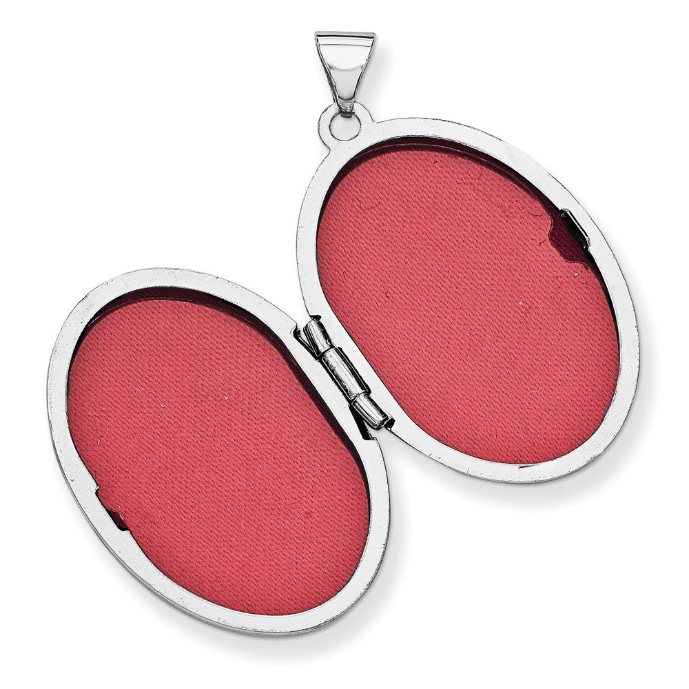 14k White Gold 19.5 mm Scroll Oval Locket (2.14 grams)