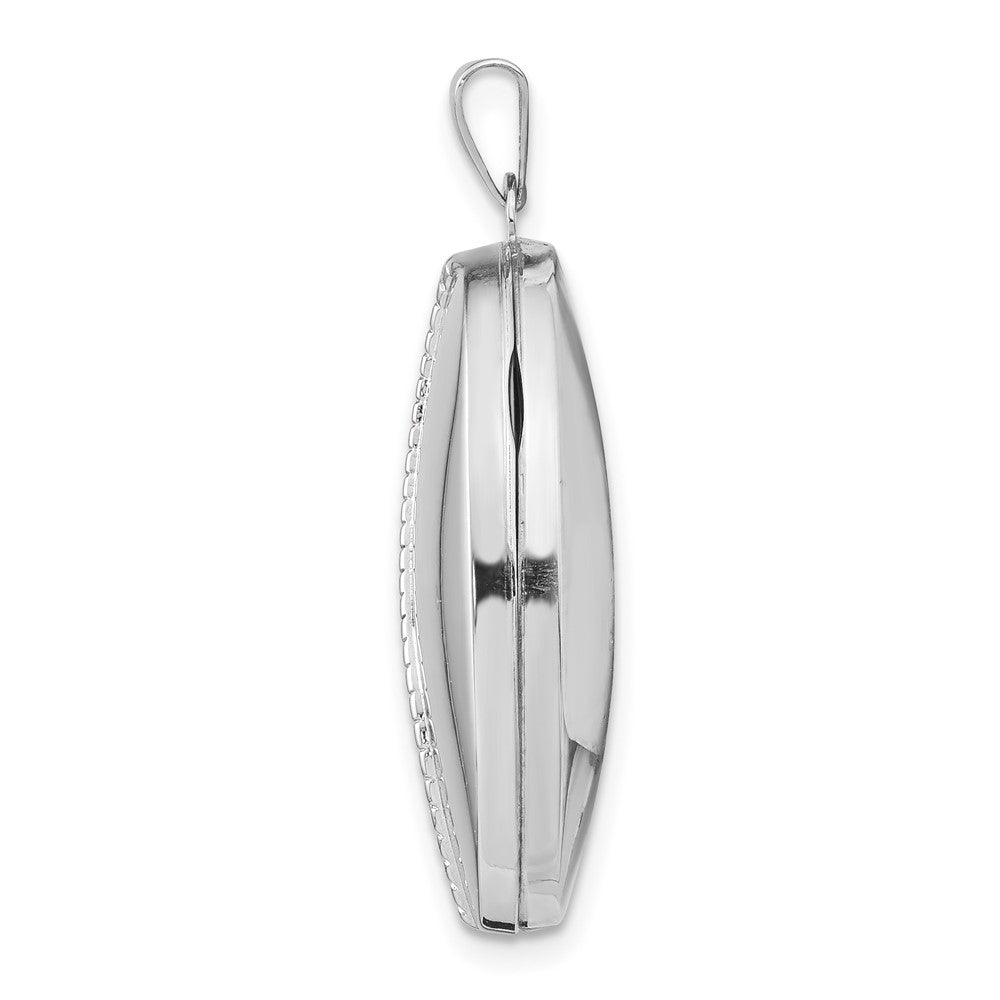 14k White Gold 19.3 mm 1/2 Hand Engraved Scroll Oval Locket (2.14 grams)