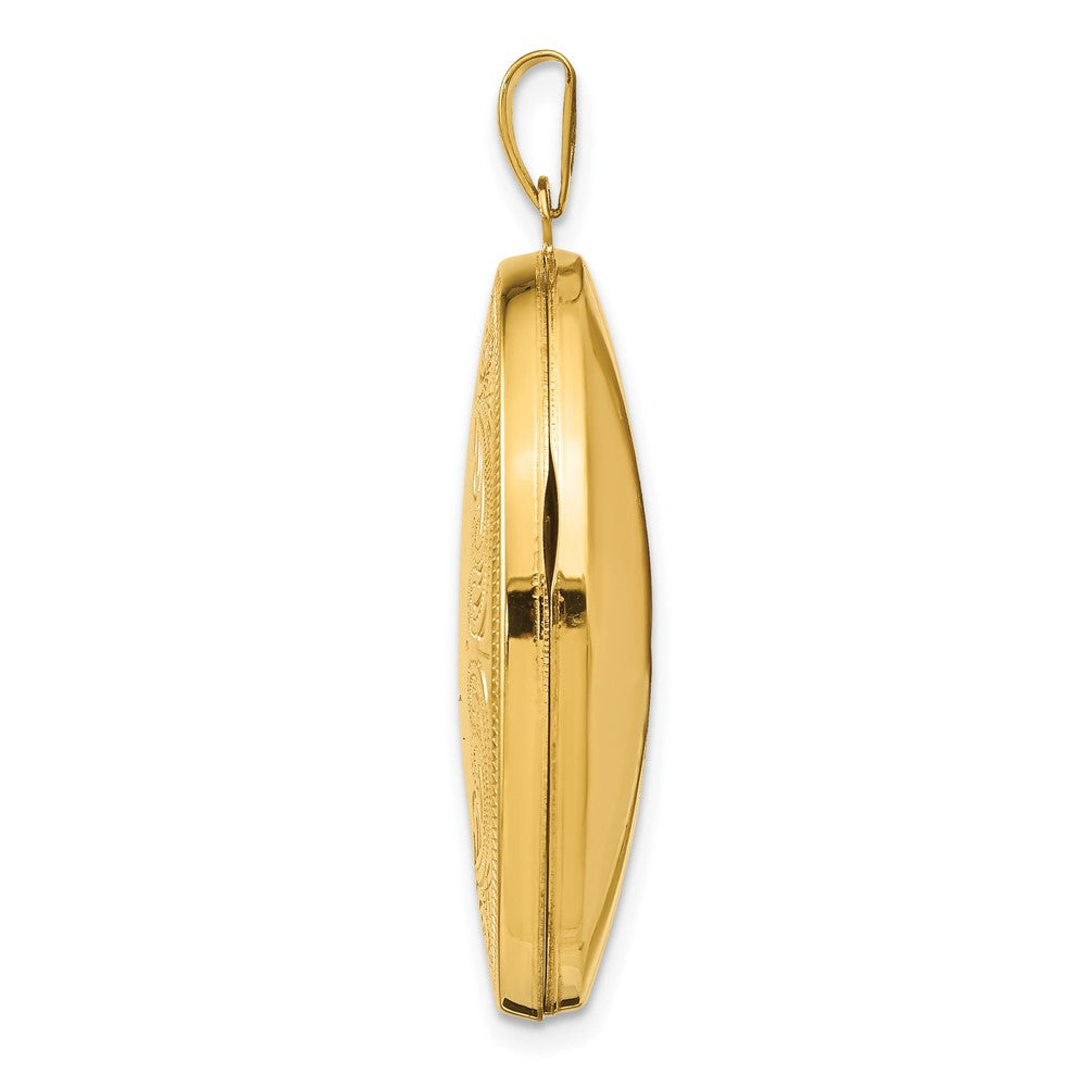 14k Yellow Gold 24.6 mm Oval Scroll Locket (3 grams)