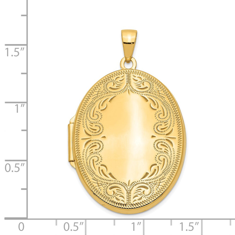 14k Yellow Gold 24.6 mm Oval Scroll Locket (3 grams)