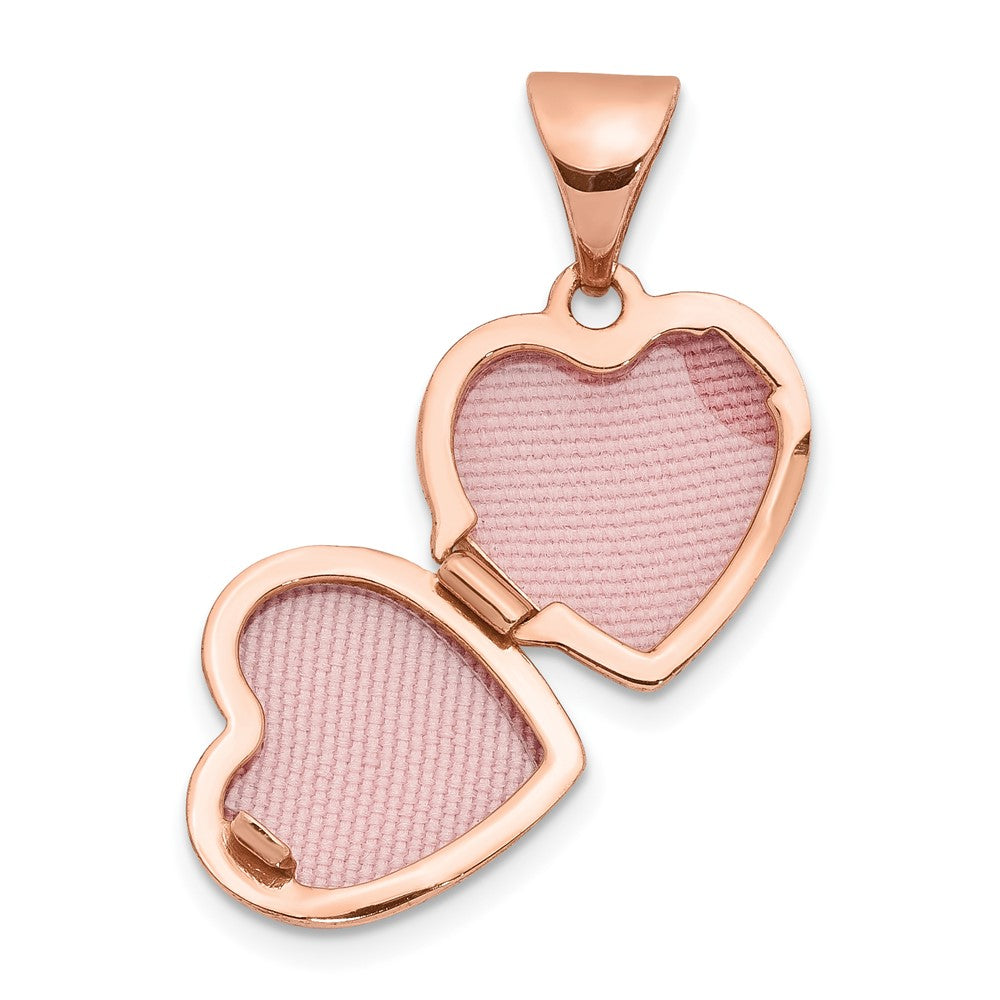 14k Rose Gold 10.15 mm Heart-Shaped Scrolled Locket (0.32 grams)