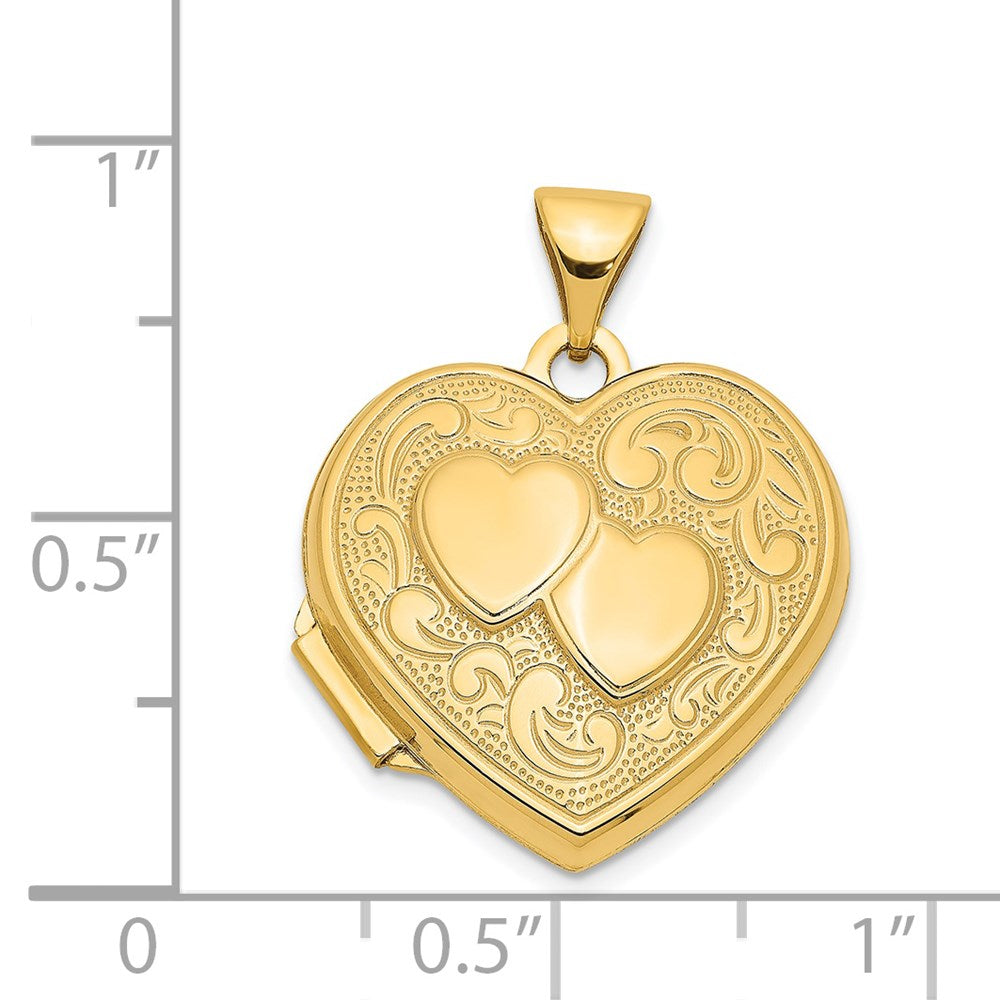 14k Yellow Gold 18.6 mm Double Heart Locket (1.3 grams)