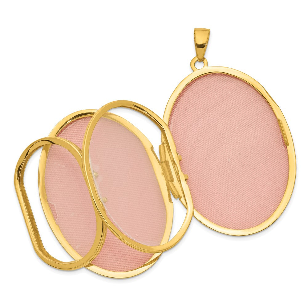 14k Yellow Gold 26.9 mm Large Oval Family Locket Pendant (5.75 grams)