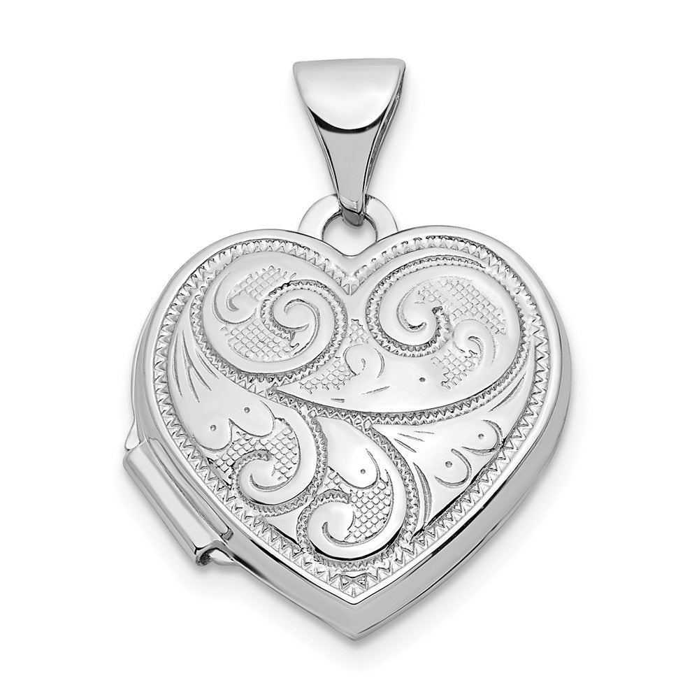14k White Gold 15.5 mm Heart Locket (1.12 grams)