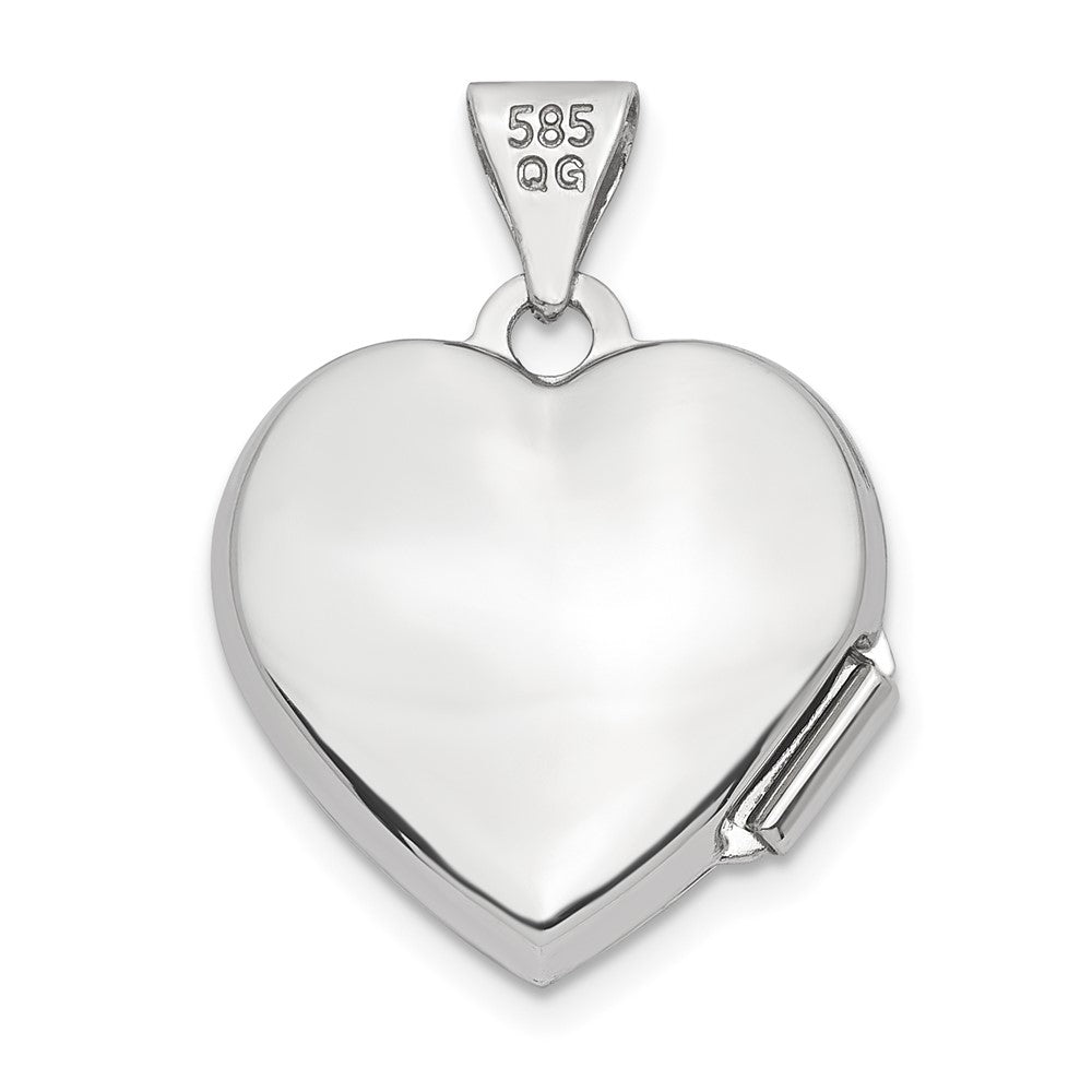 14k White Gold 15.5 mm Heart Locket (1.07 grams)