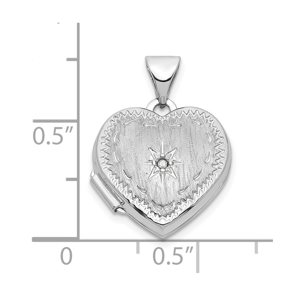 14k White Gold 15.5 mm Heart Locket (1.07 grams)