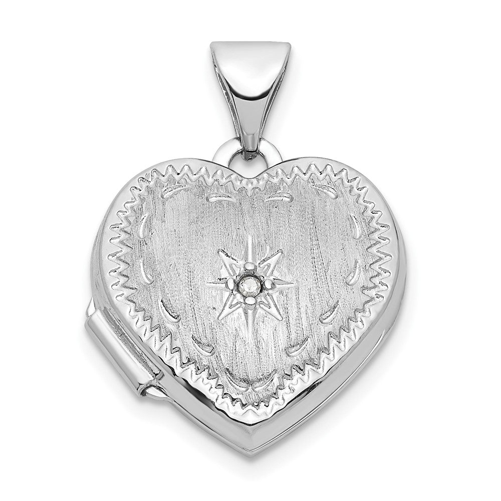 14k White Gold 15.5 mm Heart Locket (1.07 grams)