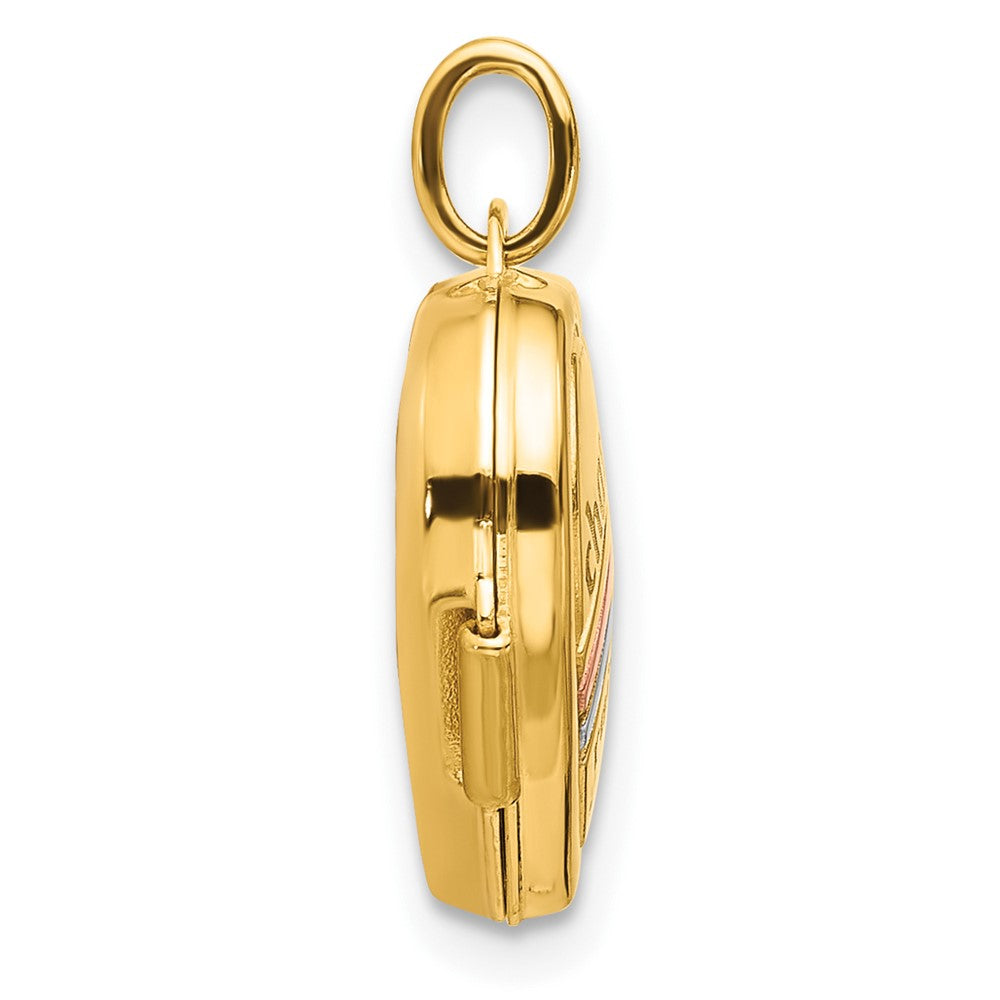 14k Yellow & Rhodium 15.75 mm CHASE THE RAINBOW Heart Locket (1.07 grams)