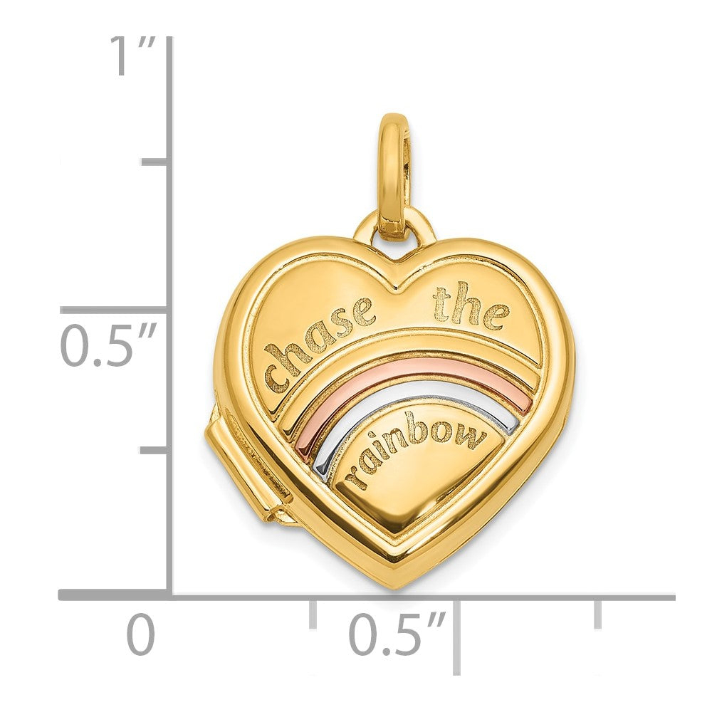 14k Yellow & Rhodium 15.75 mm CHASE THE RAINBOW Heart Locket (1.07 grams)