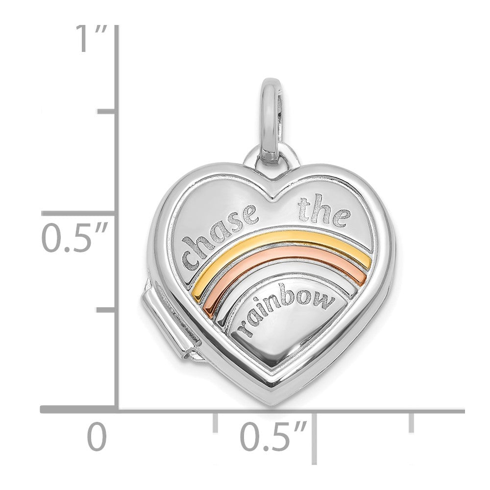 14k White Gold 15.75 mm CHASE THE RAINBOW Heart Locket (1.07 grams)