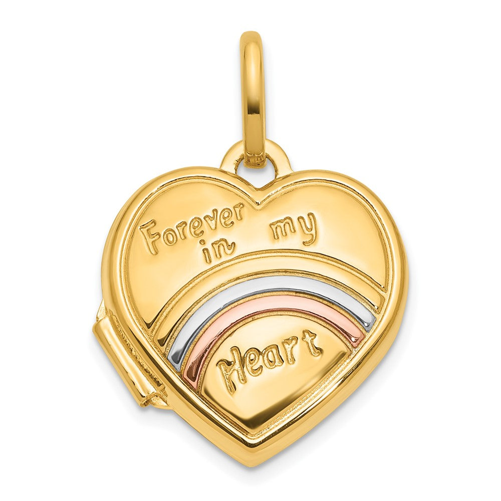14k Yellow & Rhodium 15.75 mm FOREVER IN MY HEART Heart Locket (1.13 grams)