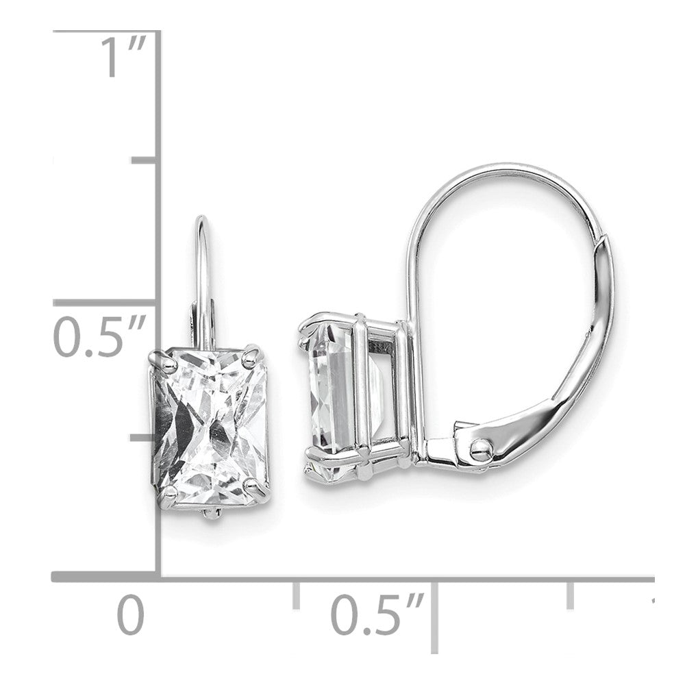 14k White Gold 5 mm Emerald Cut Cubic Zirconia Earrings (0.92 grams)