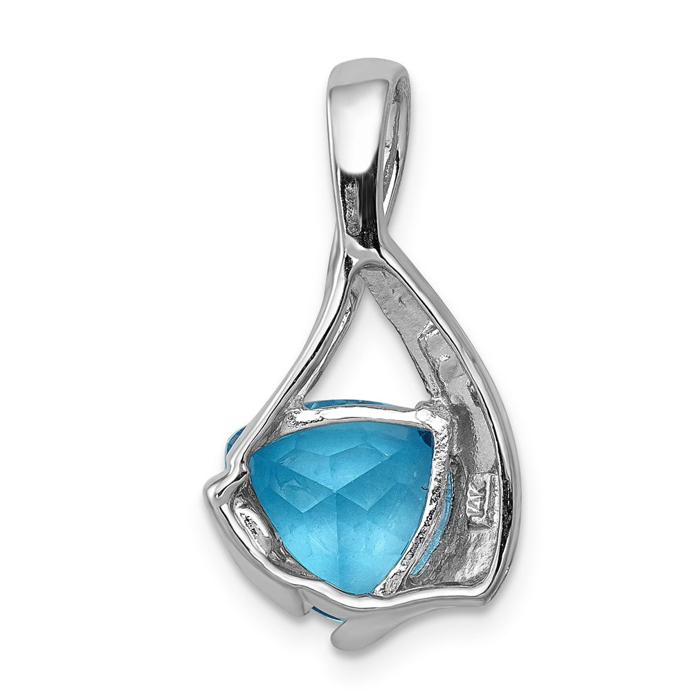 14k White Gold 8mm Blue Topaz Pendant (1.66 grams)