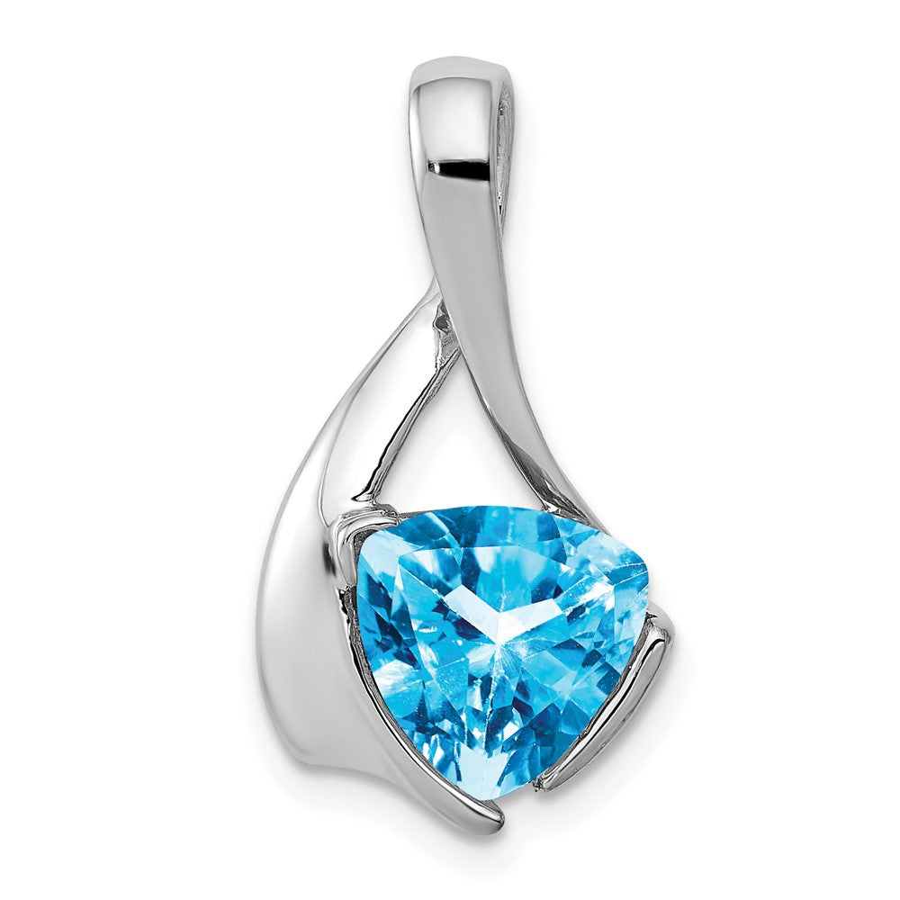 14k White Gold 8mm Blue Topaz Pendant (1.66 grams)