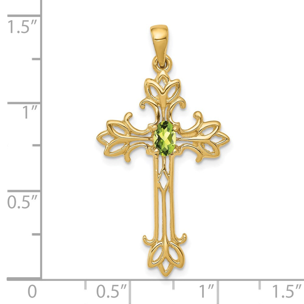 14k 5x3mm Oval Peridot cross pendant (2.02 grams)
