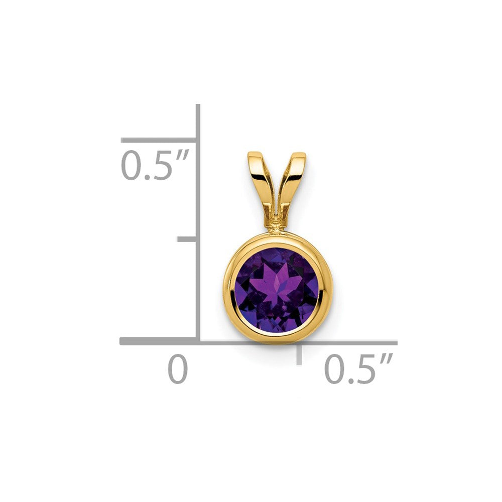 14k 6mm Amethyst bezel pendant (0.38 grams)