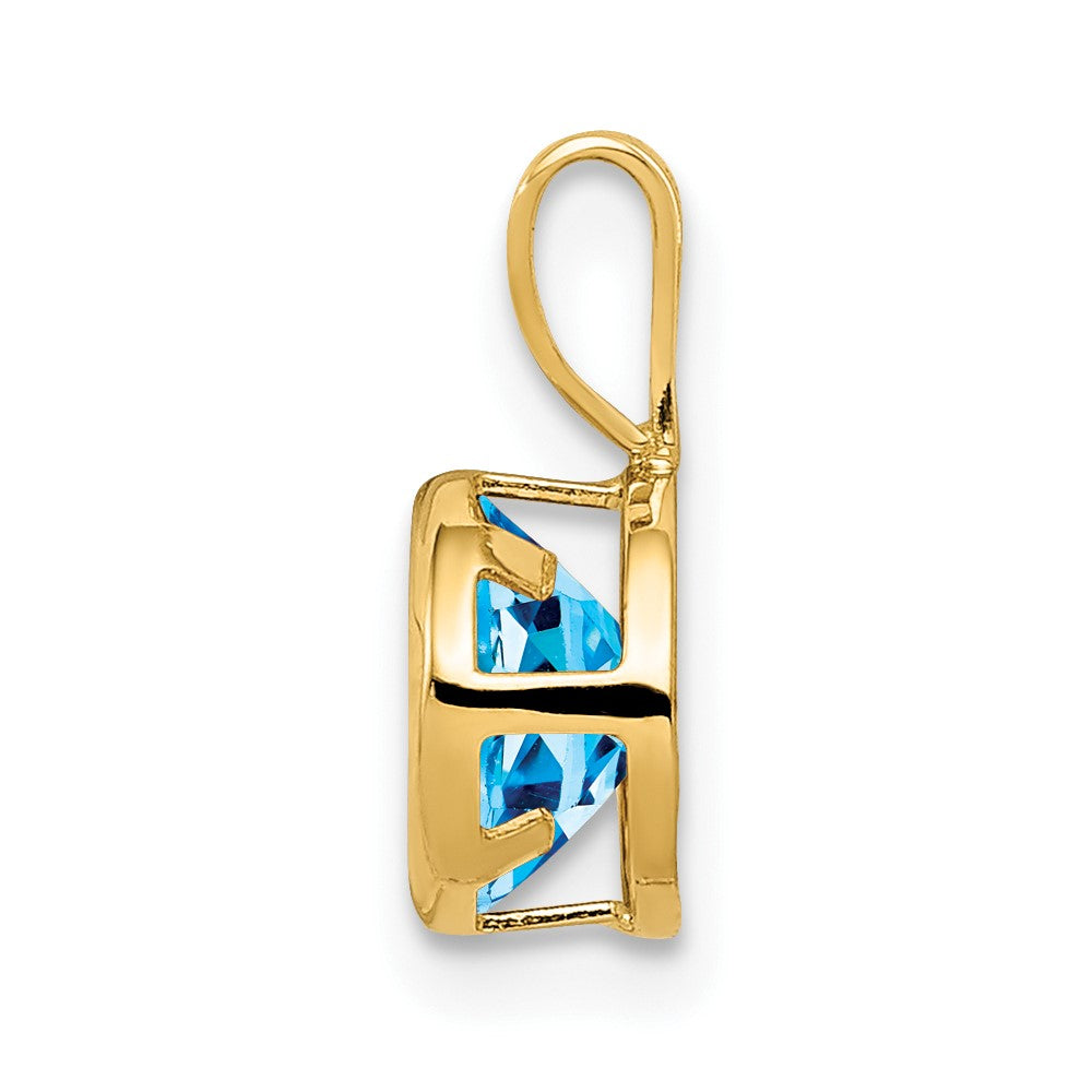 14k 6mm Blue Topaz bezel pendant (0.38 grams)
