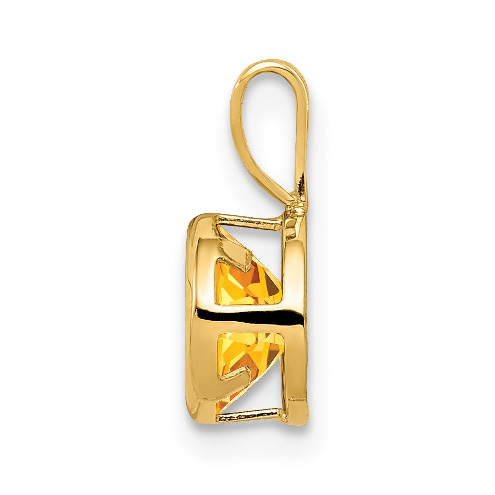 14k 6mm Citrine bezel pendant (0.38 grams)