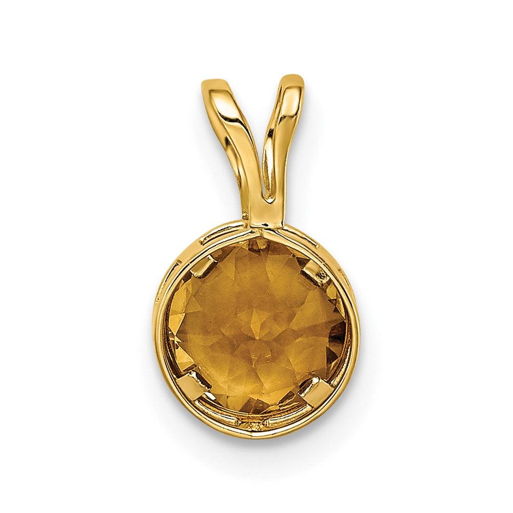 14k 6mm Citrine bezel pendant (0.38 grams)