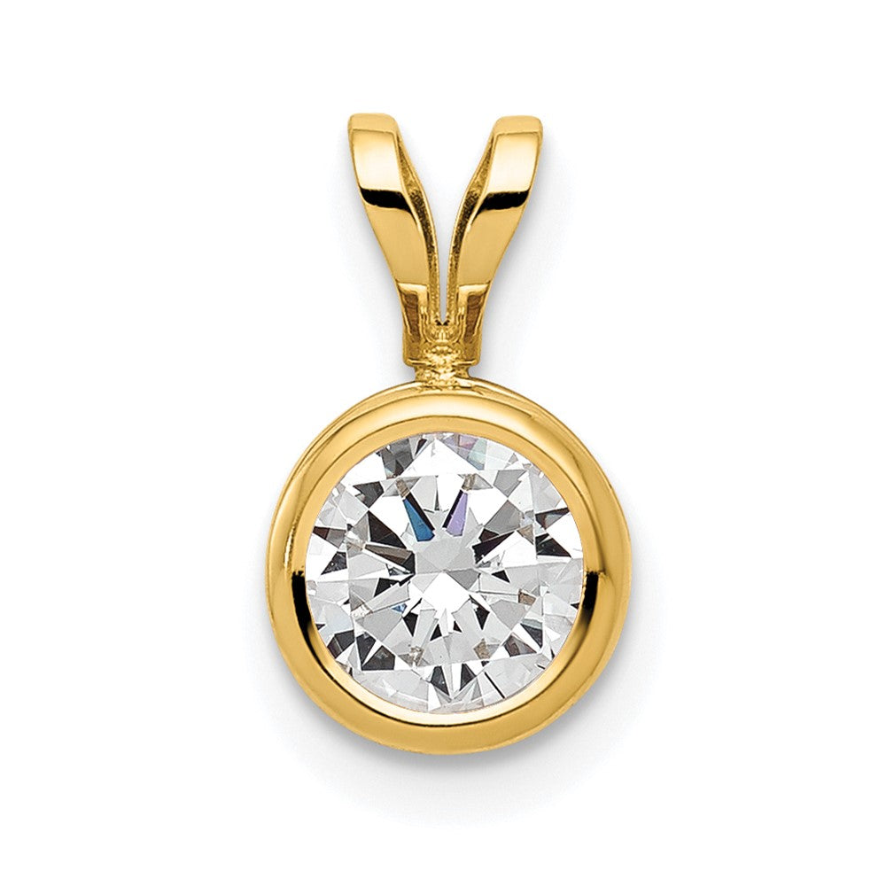14k 6mm Cubic Zirconia bezel pendant (0.38 grams)