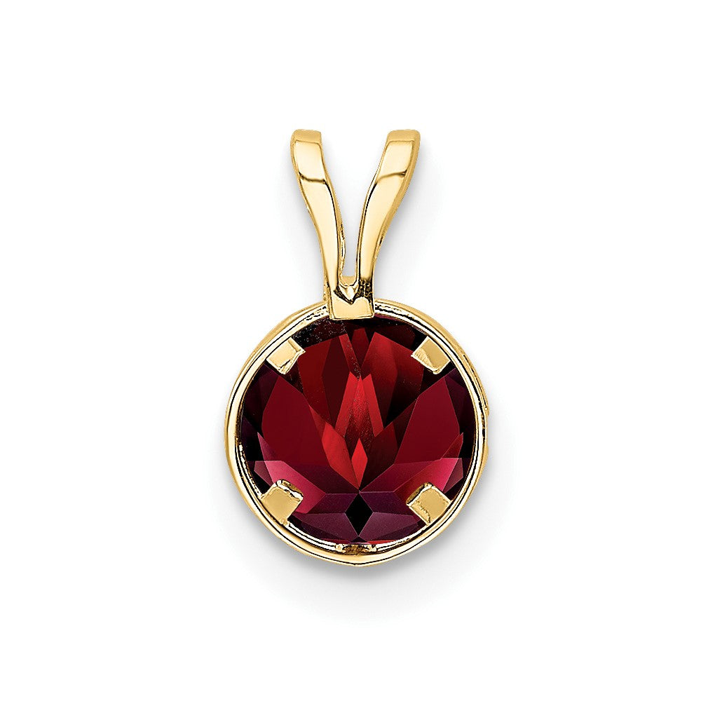 14k 6mm Garnet bezel pendant (0.38 grams)