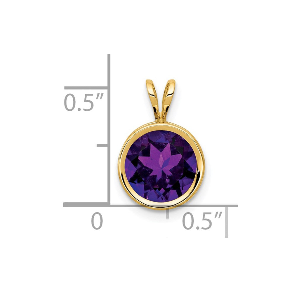 14k 8mm Amethyst bezel pendant (0.52 grams)