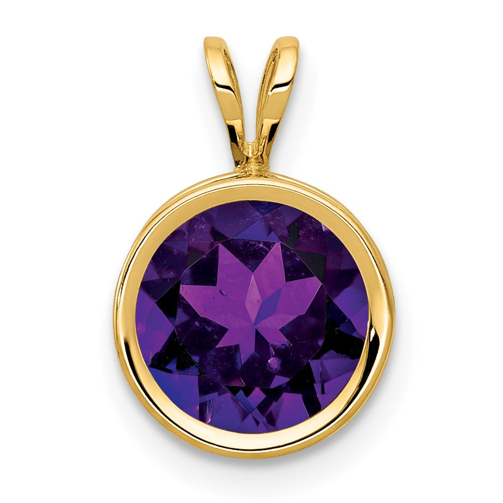 14k 8mm Amethyst bezel pendant (0.52 grams)