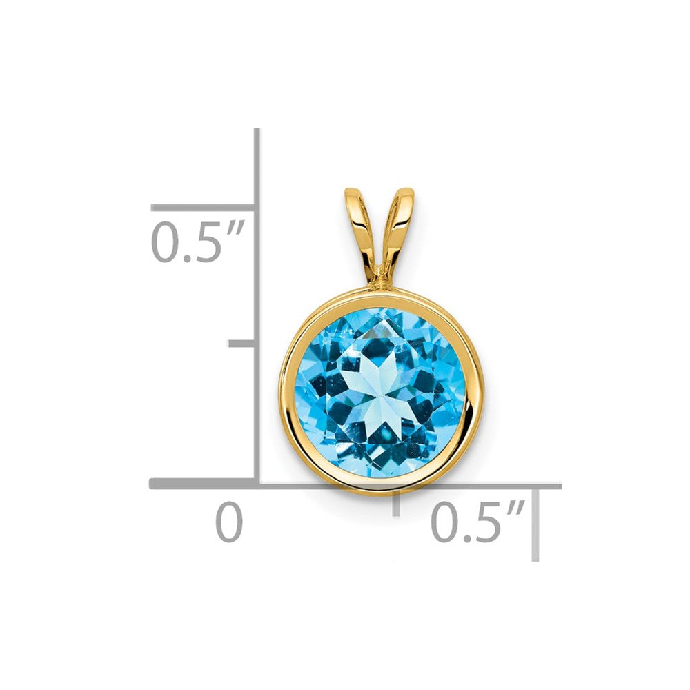 14k 8mm Blue Topaz bezel pendant (0.52 grams)