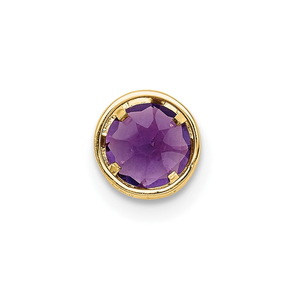 14k 5mm Amethyst Bezel Pendant (0.13 grams)