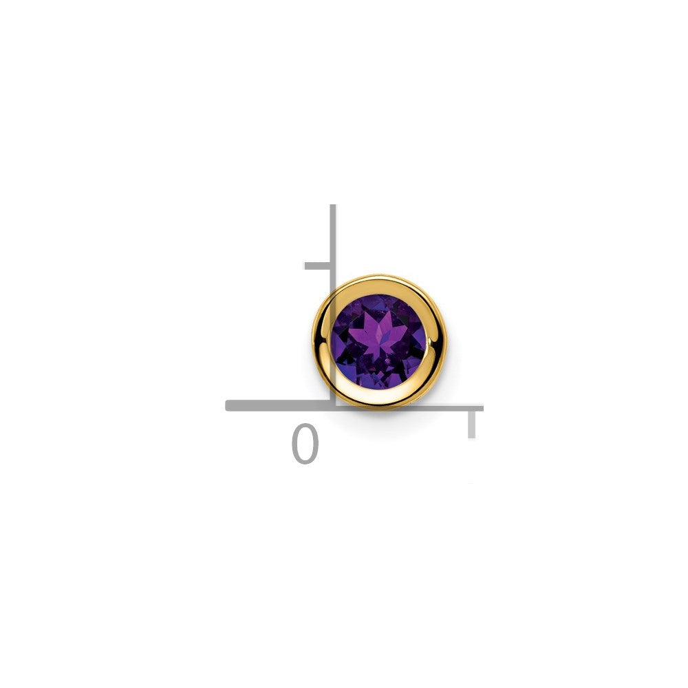 14k 5mm Amethyst Bezel Pendant (0.13 grams)