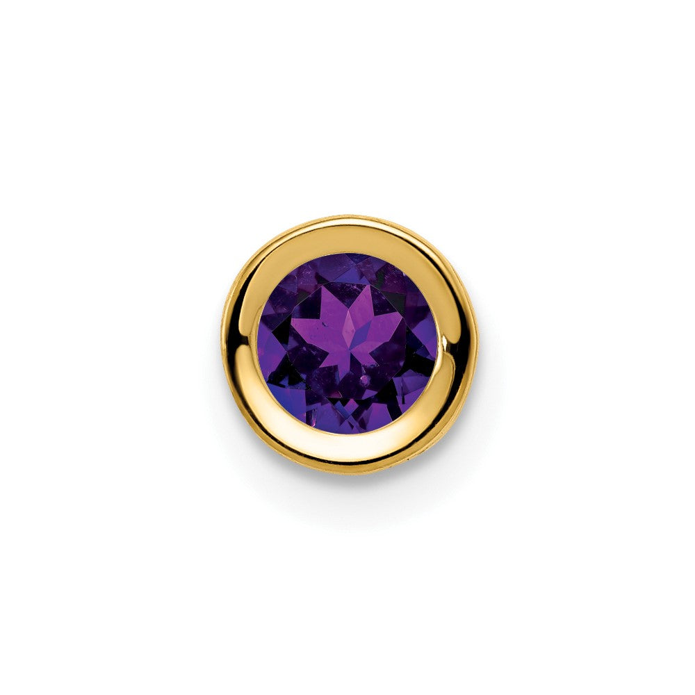 14k 5mm Amethyst Bezel Pendant (0.13 grams)