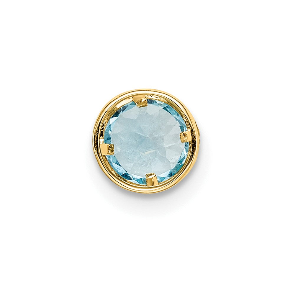 14k 5mm Blue Topaz bezel pendant (0.13 grams)