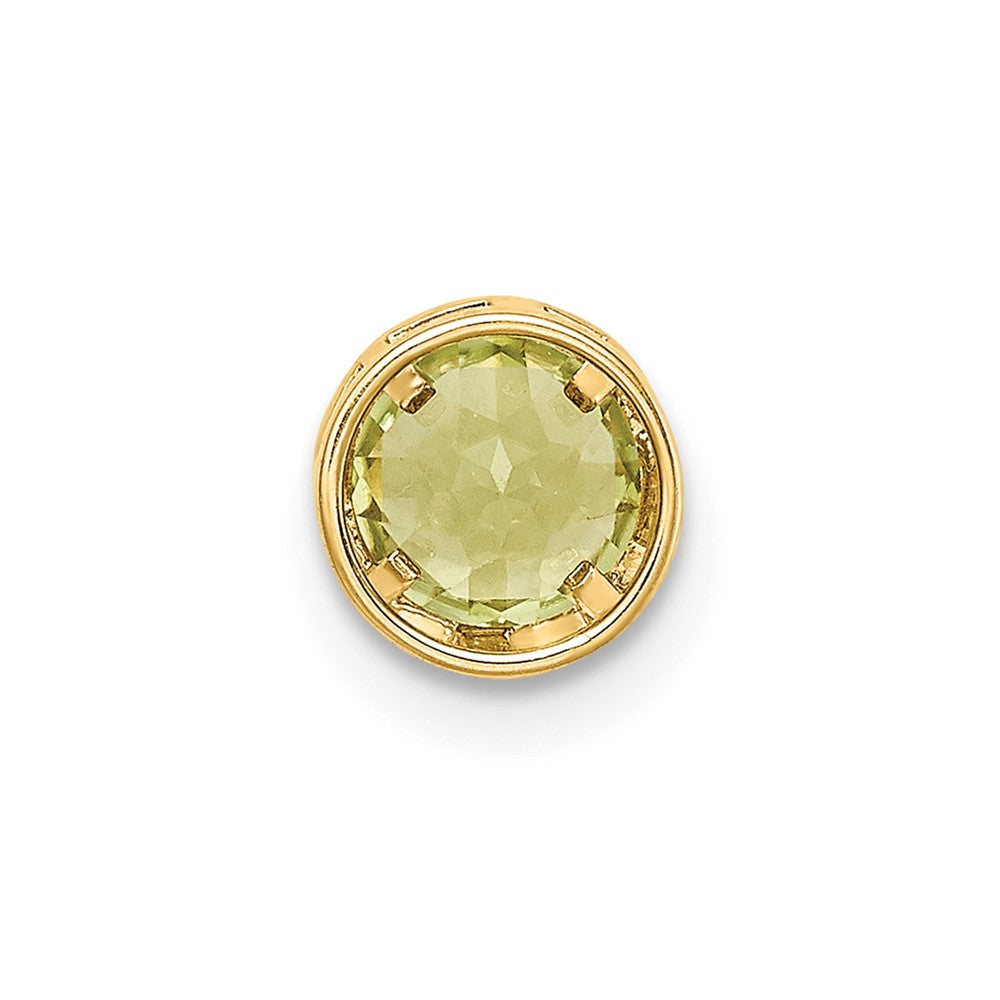 14k 5mm Peridot bezel pendant (0.13 grams)