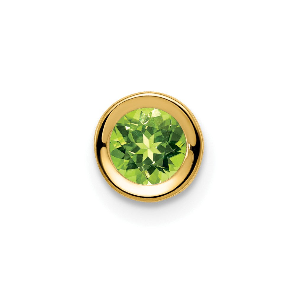 14k 5mm Peridot bezel pendant (0.13 grams)