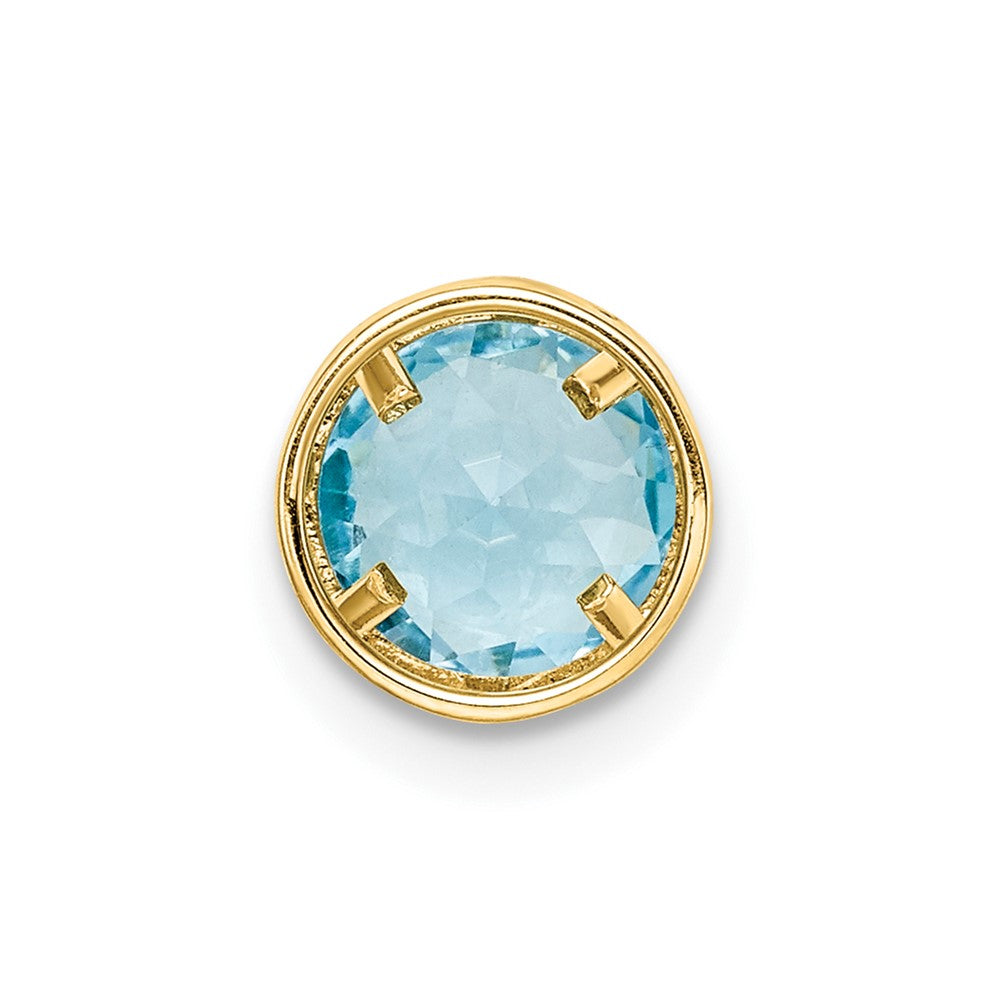 14k 6mm Blue Topaz bezel pendant (0.23 grams)