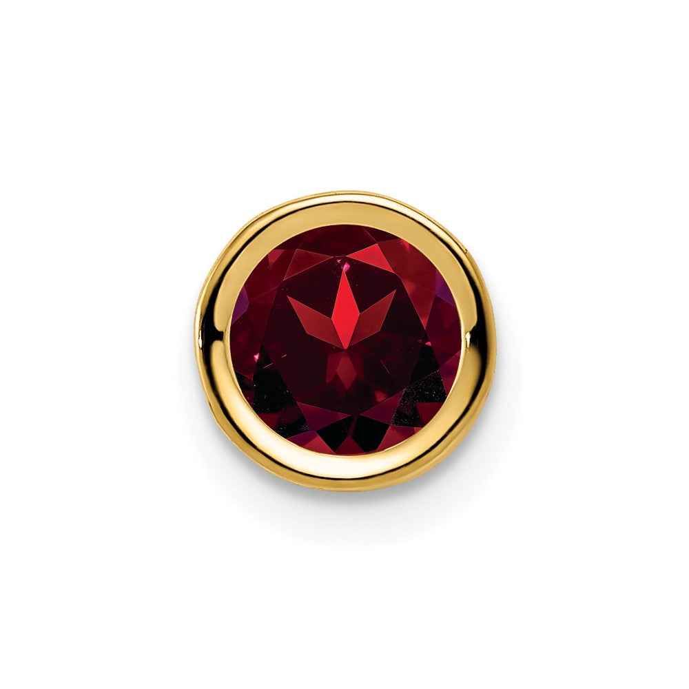 14k 6mm Garnet bezel pendant (0.23 grams)