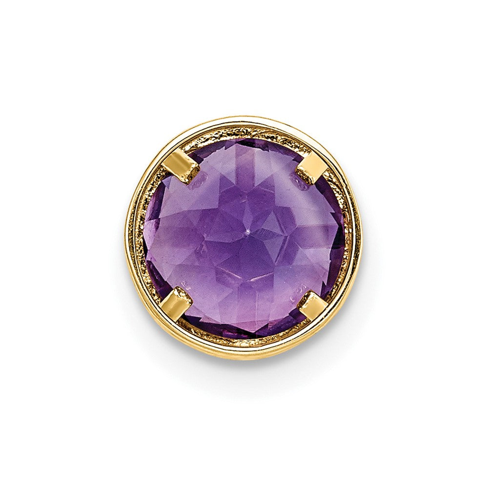 14k 7mm Amethyst bezel pendant (0.28 grams)