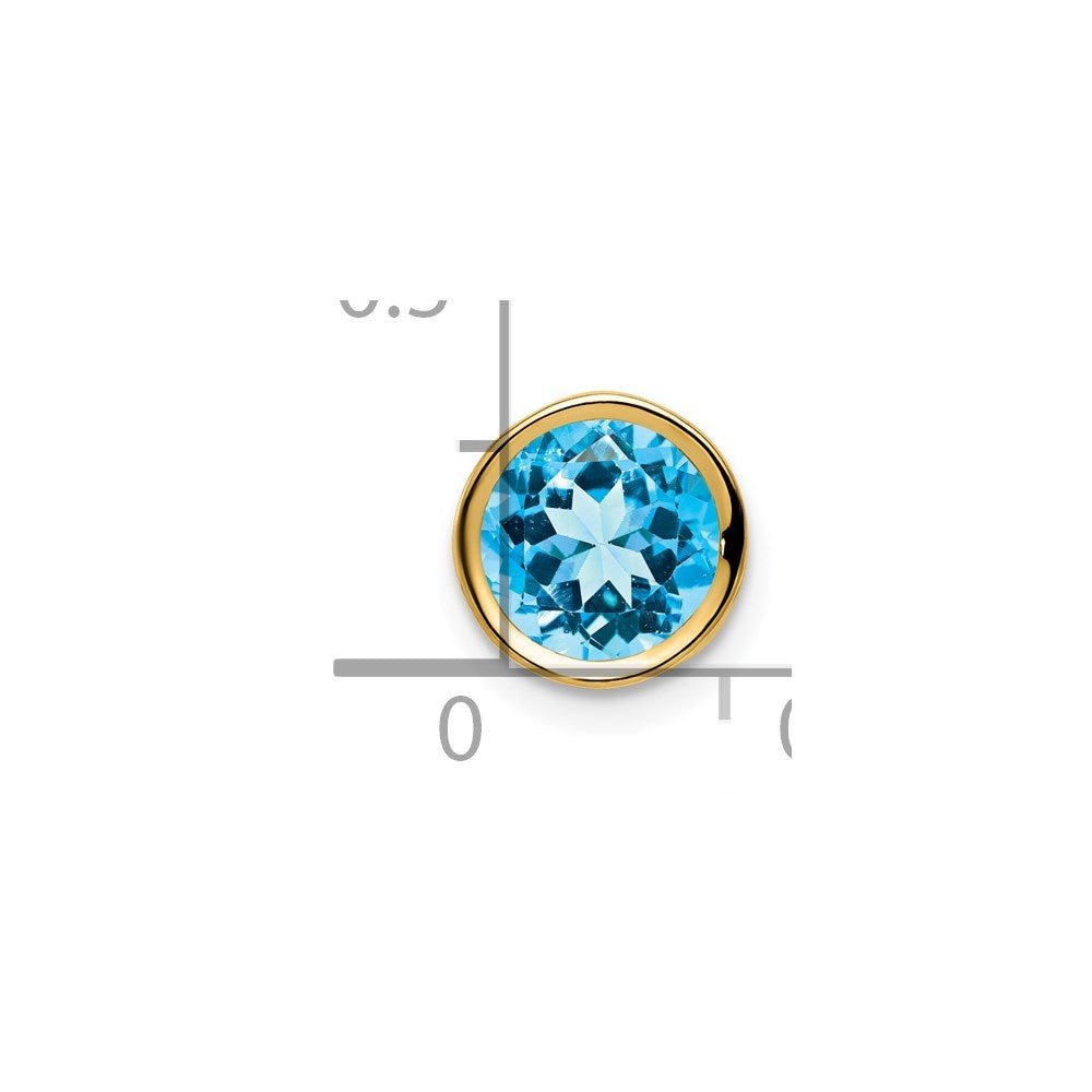 14k 7mm Blue Topaz bezel pendant (0.28 grams)