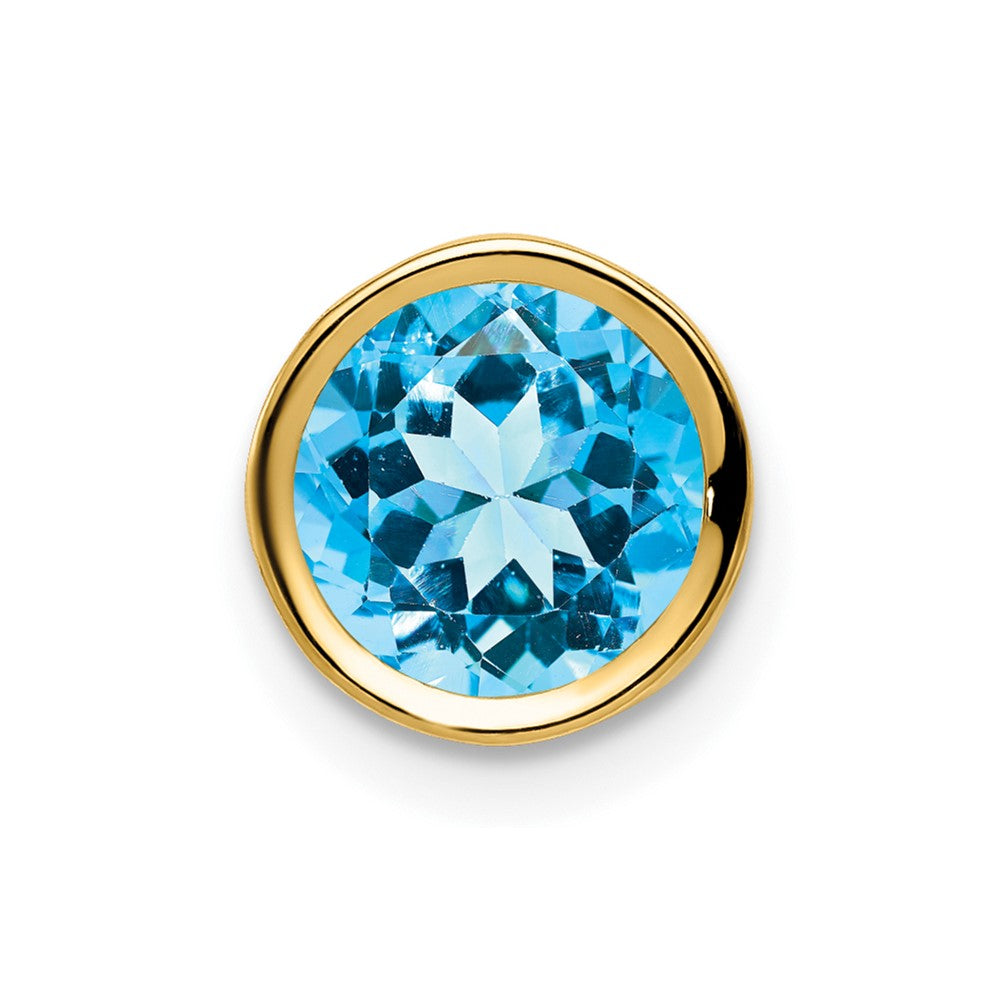 14k 7mm Blue Topaz bezel pendant (0.28 grams)