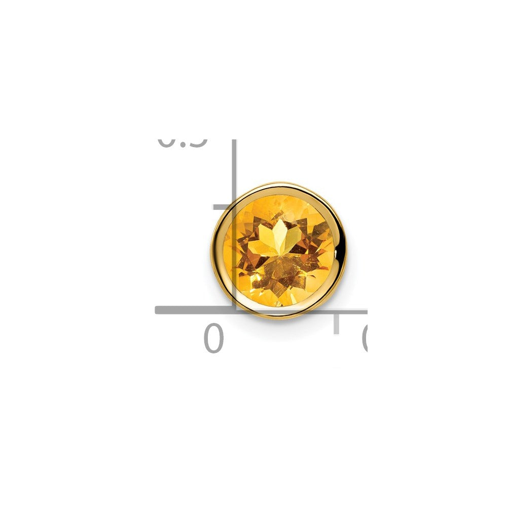 14k 7mm Citrine bezel pendant (0.28 grams)