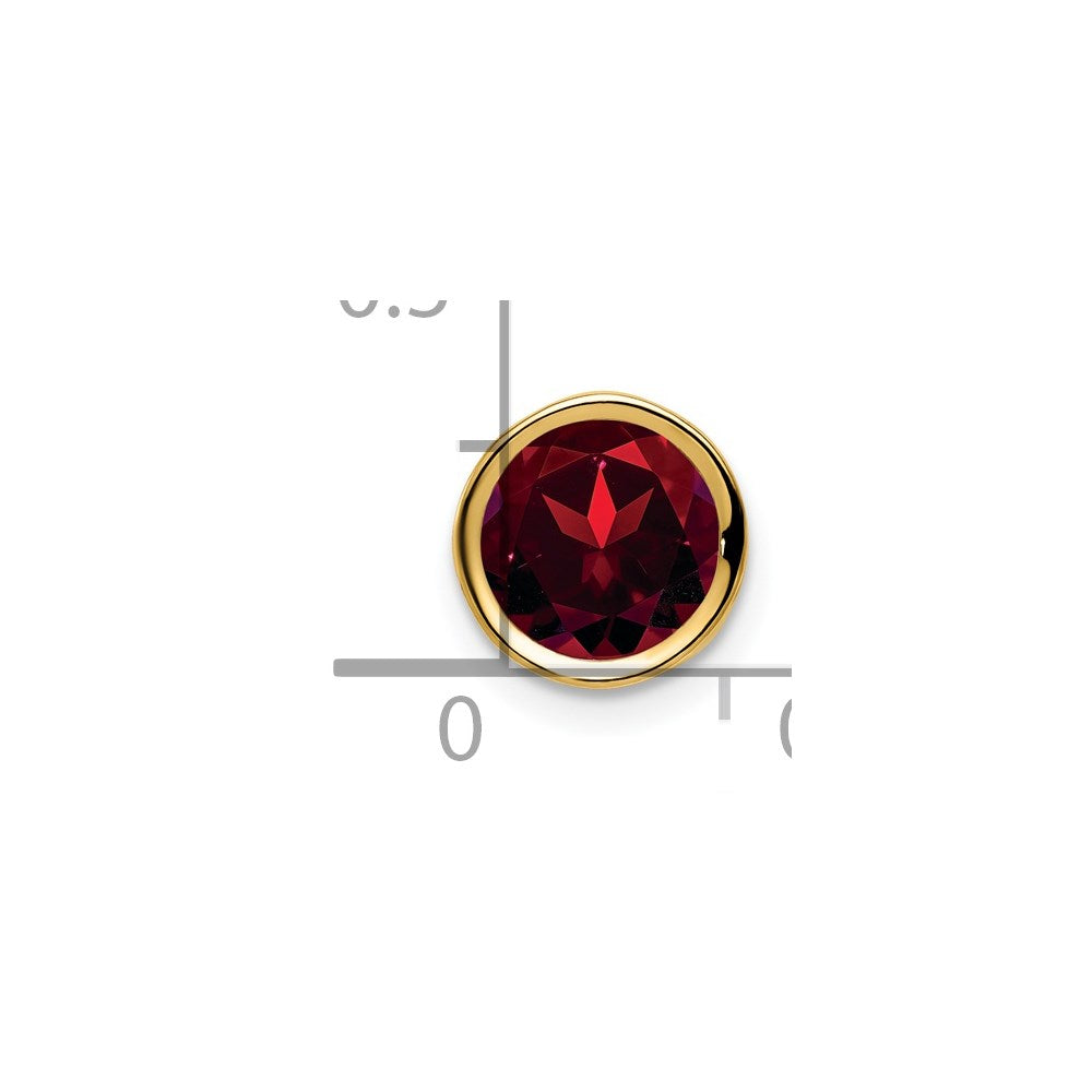 14k 7mm Garnet bezel pendant (0.28 grams)