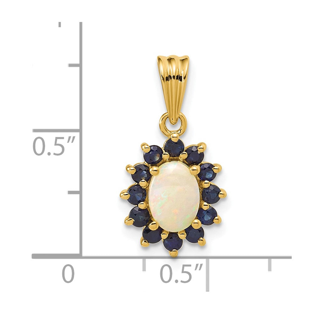 14k Genuine Opal and Sapphire Pendant (1.1 grams)